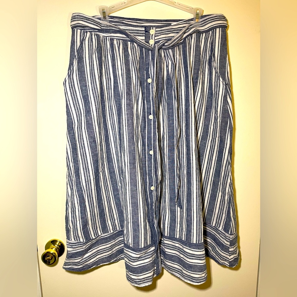 Peyton & Parker blue/white stripe a-line skirt w/pockets size 14 NWT